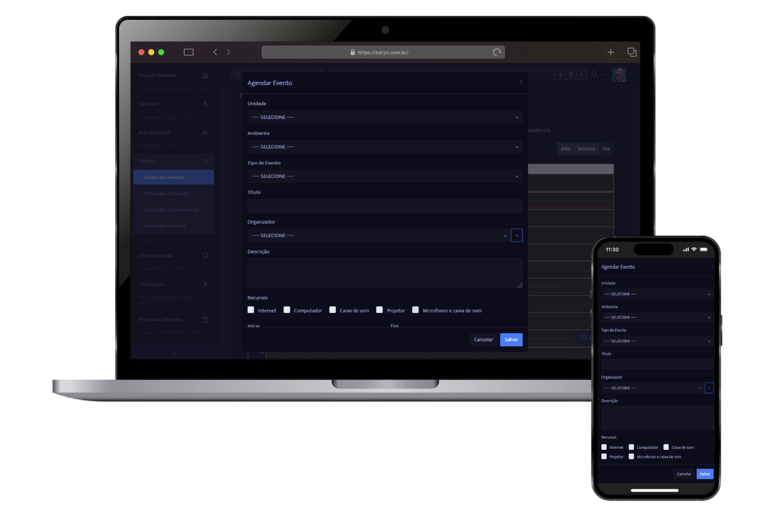 Tela de gestão de atendimento