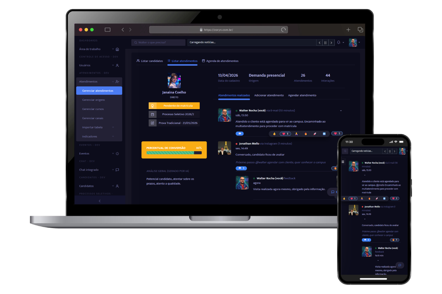 Tela principal do sistema